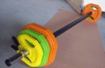 weight lifting color rubber barbell set